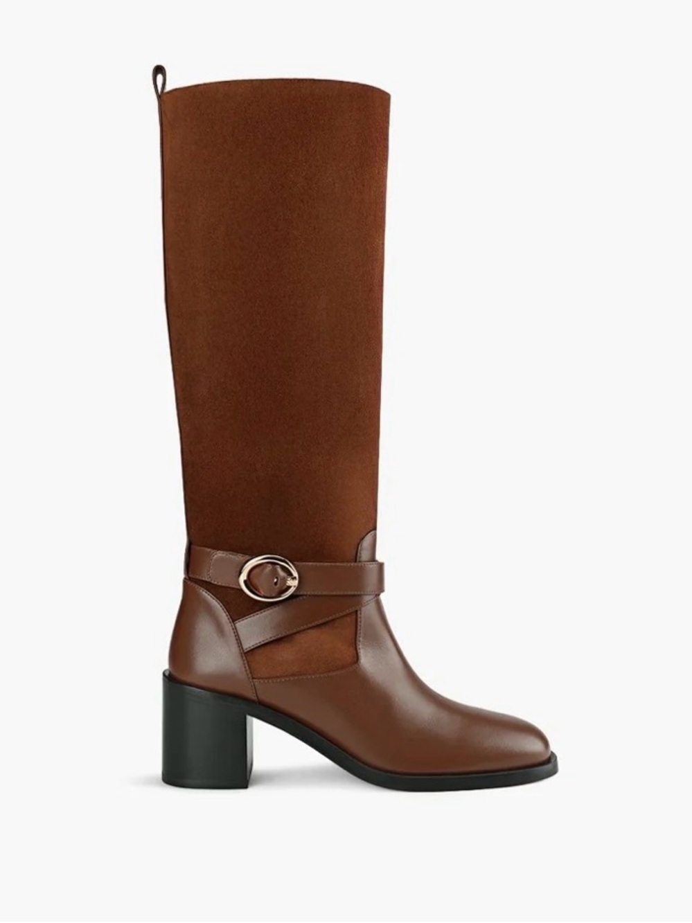 Stuart Weitzman Brown Leather & Suede Benni Riding Boots
